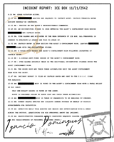 The incident report filed by Emily Vega and approved by Ignacio Dominguez, shown in Bounty Wanted. Designed by jaxbeetle with text co-written by Syp The Mighty.